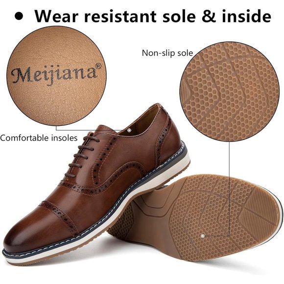 Men\'s Brown Oxfords Casual Dress Leather Lace Up for Men Business Oxford Shoes main image 6